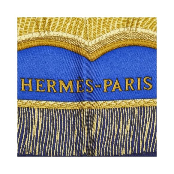 Pre Loved Hermes Blue Poste et Cavalerie Silk Scarf - A Condition - Picture 3 of 6